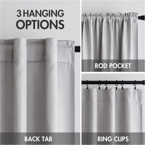 Miniatura 2 de MIULEE Cortinas con textura de lino de 90 pulgadas de largo, paneles de cortina para dormitorio/sala de estar, cortinas opacas con aislamiento