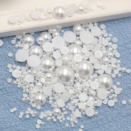 Miniatura 4 de 6000 perlas blancas planas de 0.157 in para arte de uñas, perlas semicirculares a granel para hacer obras de arte, manualidades, accesorios