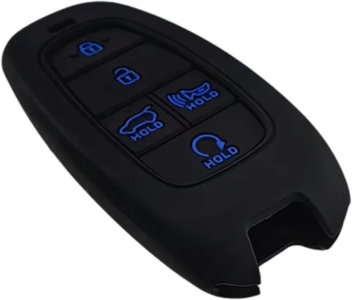 Miniatura 4 de REPROTECTING Funda de goma de silicona para llavero compatible con (5 botones) 2019-2023 Hyundai Sonata Sanata Fe Tucson Palisade (negro negro)