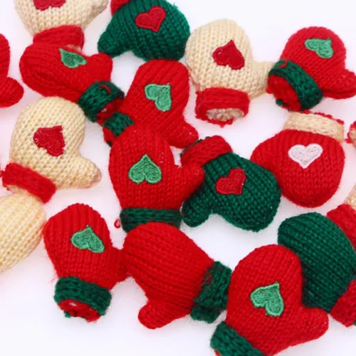 Miniatura 8 de EXCEART Mini guantes de punto de Navidad, 16 unidades, guantes de Papá Noel, para hacer muñecas, decoración para botellas de vino, sombrero