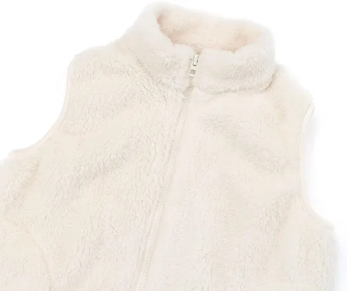 Miniatura 4 de JESKIDS Chaleco de forro polar Sherpa para niñas, ligero, color liso, linda chaqueta con bolsillos de 2 a 11 años