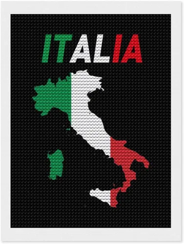 Kit de pintura de diamantes de mapa de bandera de Italia, pintura de bricolaje, pintura de diamante, arte para decoración de pared del hogar