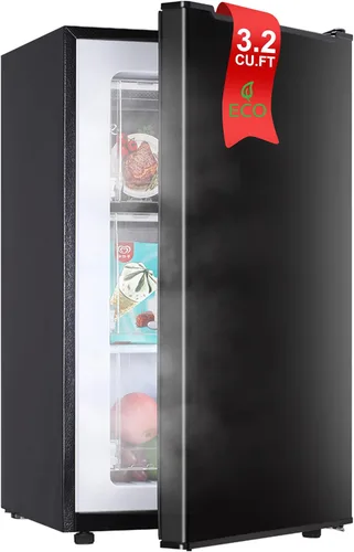Congelador vertical de 3.2 pies cúbicos Mini Congelador con Puerta Reversible - Congelador Vertical con Termostato Ajustable de 3 Niveles -