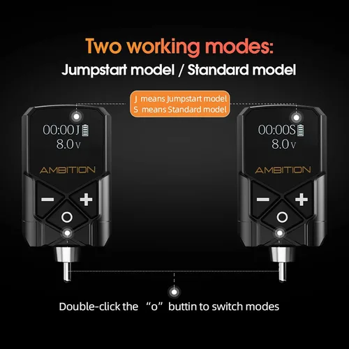 Miniatura 5 de Ambition Kuark - Fuente de alimentación para tatuajes Ambition Kuark Mini Wireless Portable RCA Tattoo 2400mAh batería de litio con pantalla digital