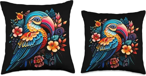 Miniatura 3 de Exotisches Vogel Design Exotic Bird Design-Colourful, Vibrant, Charming Throw Pillow, 16x16, Multicolor
