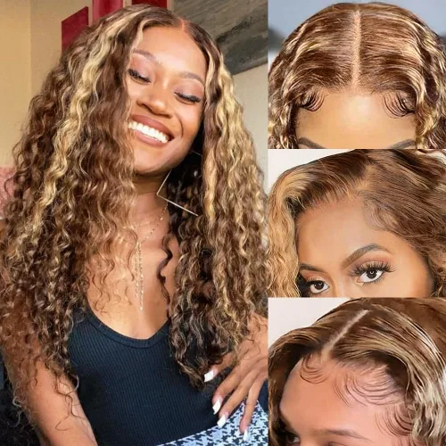 Miniatura 12 de Pelucas de encaje frontal de 13 x 4, transparentes HD, cabello humano prearrancado, línea capilar con abuelitos, densidad 200, ondas de agua
