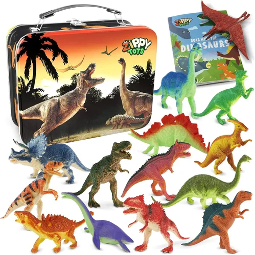 Miniatura 7 de Zippytots Juguetes de Dinosaurio para Niños de 3 a 5, Juego de 10 Piezas de Figuras de Dinosaurio de Plástico Realistas Incluyendo T-Rex