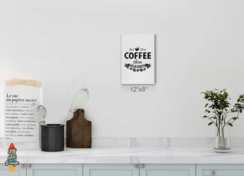Miniatura 2 de HB Art Design But First Coffee then Your Bullshit Retro Style Quote Canvas Print Wall Art Coffee Bar Decor Coffee Signs Kitchen Wall Decor Dining