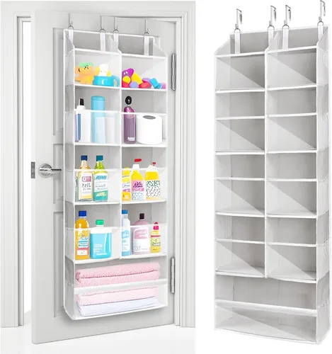 Miniatura 24 de ULG Organizador para colgar sobre la puerta, 5 niveles extra grande con 10 bolsillos de malla, capacidad de 100 libras, organizador de puerta Beige