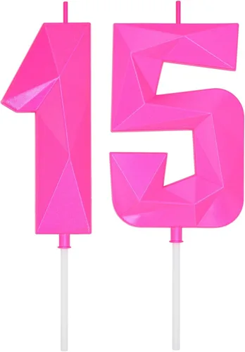 Miniatura 123 de DERVENTA Velas de cumpleaños con números grandes, 3D, color rosa, 3.7 pulgadas, decoración para tartas de fiesta, 1 pieza (número 3 rosa)