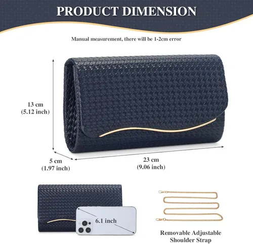 Miniatura 5 de UBORSE Bolsos de mano de noche para mujer, bolso de noche formal tejido, de cuero vegano, bolso cruzado de hombro, bolsa tipo sobre