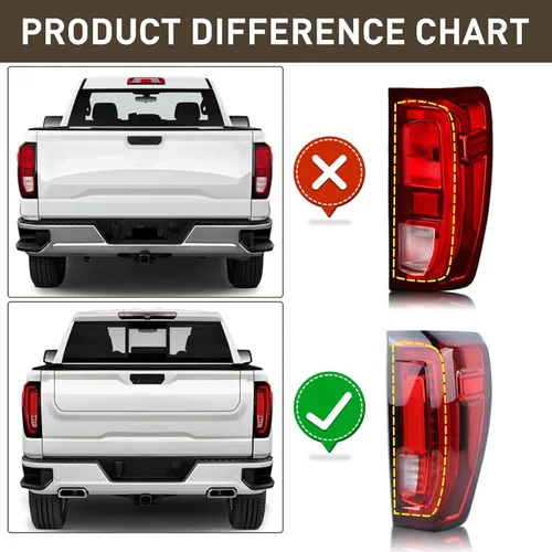 Miniatura 2 de Conjunto de Luz Trasera LED Tipo Lámpara Trasera Compatible para el Lado Derecho del Pasajero Para 2019-2023 GMC Sierra 1500/2500 HD/3500 HD