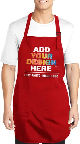 Miniatura 10 de NACRE APPAREL Delantal de parrilla personalizado para hombres y mujeres, añade tu diseño de logotipo, diseño de foto, delantal de chef personalizado