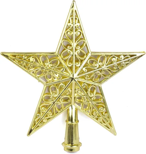 Miniatura 7 de YYCRAFT Adorno de Estrella con Purpurina para la Punta del Árbol Decoración Navideña - 6 Pulgadas, Rojo