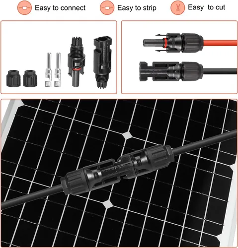 Miniatura 5 de MECCANIXITY Cable de panel solar de 164 pies 10AWG 6mm2, extensión de cable solar estañado, alambre de cobre negro, para RV, barco, panel solar