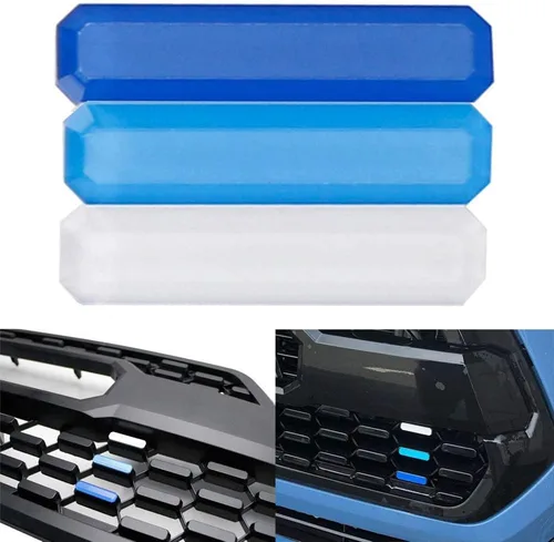 Miniatura 9 de iJDMTOY Adhesivo para rejilla de 3 colores, estilo retro, color blanco, azul, azul marino, compatible con Toyota Tacoma 2016-23 con rejilla TRD-Pro