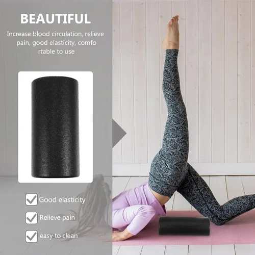 Miniatura 4 de Mikinona Epp - Rodillo de yoga negro para masaje muscular y rodillo de espalda y piernas para fitness, pilates, tejido profundo, liberación