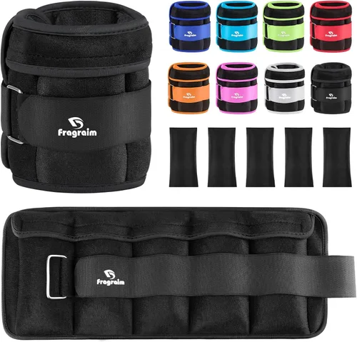 Pesas de tobillo ajustables de 1-3/4/5/6/8/10/12/15/20 libras, par con peso extraíble para correr, gimnasia, aeróbic, terapia física Negro