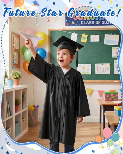 Miniatura 5 de Xuhal Juego de 8 gorros y batas de graduación preescolar para jardín de infantes, gorro de graduación para niños con borla de graduación 2026