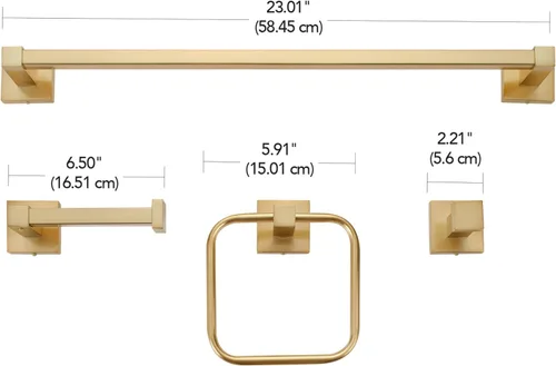 Miniatura 5 de Globe Electric 65562 Dakota - Kit de accesorios de baño de 4 piezas, latón mate, toallero, anillo de toalla, gancho para bata, soporte para papel