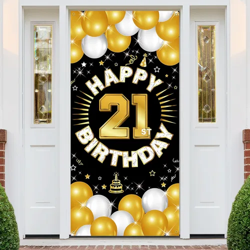 Miniatura 12 de Decoraciones de feliz cumpleaños número 16 para niños y niñas, pancarta de tela para cumpleaños de 16 años, suministros de fiesta de dieciséis años