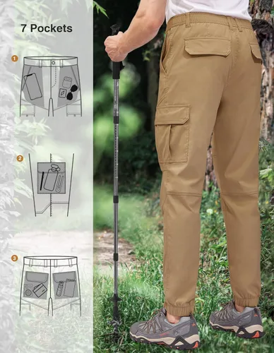 Miniatura 2 de PULI Pantalones de viaje ligeros para hombre, elásticos, elásticos, impermeables, de secado rápido, con bolsillos