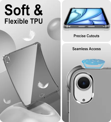 Miniatura 7 de MoKo Transparente para iPad Air 11 (M4 2026/M3 2025/M2 2024) iPad Air 4 y 5 de 10.9 pulgadas (2020/2022), funda con cuatro esquinas reforzadas