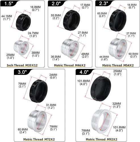 Miniatura 5 de PTNHZ OD 2"/50.8mm Tapa de cuello de llenado de aluminio forjado en billete para tanque de combustible, aceite y agua en color negro