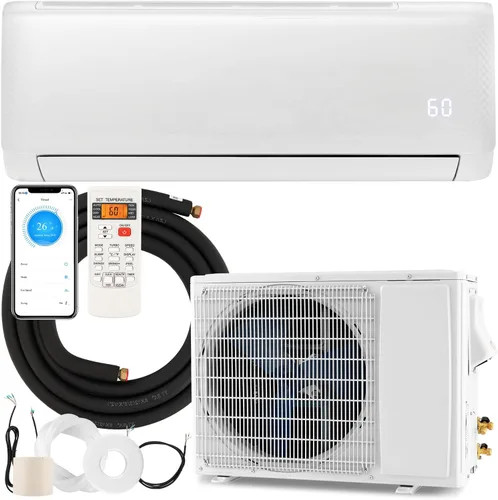 Miniatura 11 de RELAX4LIFE Mini sistema de aire acondicionado dividido/calefacción, 18000 BTU sin conductos mini aire acondicionado dividido con bomba de calor