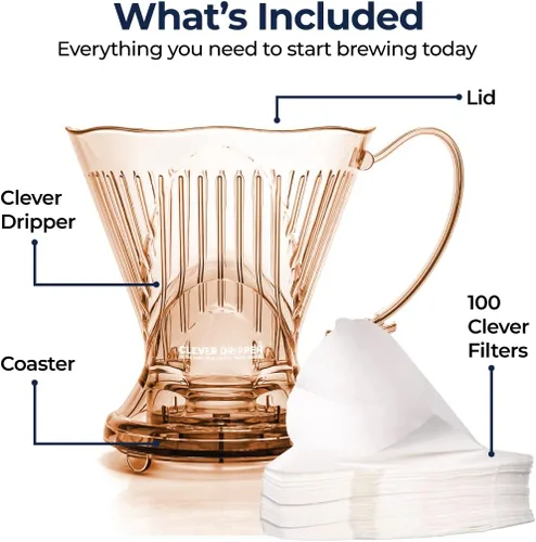 Miniatura 2 de Clever Gotero de Café y Filtros, Grande 18 oz, Diseño Clásico Original, Plástico Seguro Libre de BPA, cafetera de goteo, cafetera pour over, 100 Java