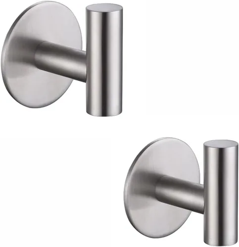 Zuvky Ganchos autoadhesivos de acero inoxidable 304 resistentes sin clavos para baños, cocina, sala de estar, garaje, hotel, toallero, paquete de 2