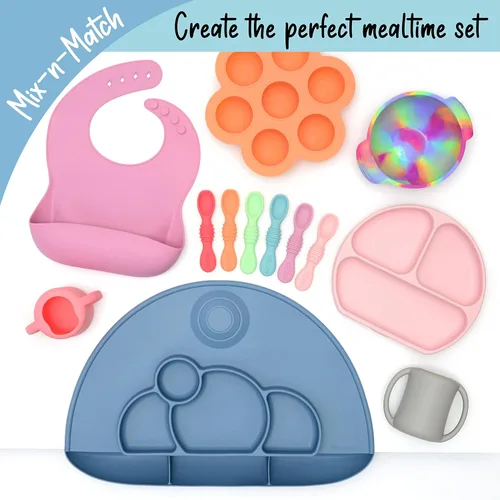Miniatura 6 de PrimaStella Taza de entrenamiento de silicona para bebés y niños pequeños con asas (coral)