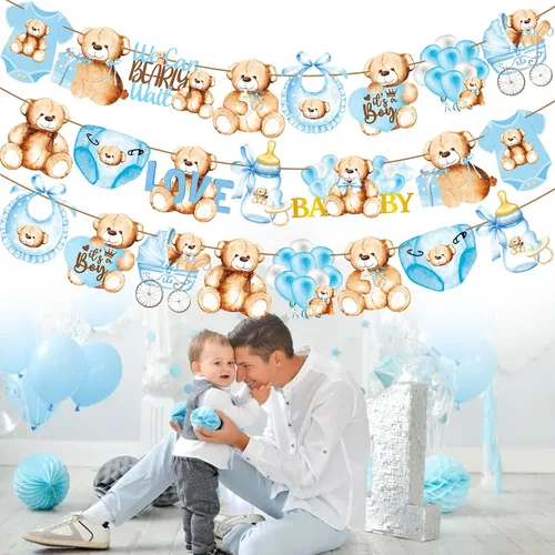 Miniatura 7 de Decoraciones de oso de peluche para baby shower, We Can Bearly Wait, decoraciones de fiesta de cumpleaños, guirnaldas y suministros temáticos de oso