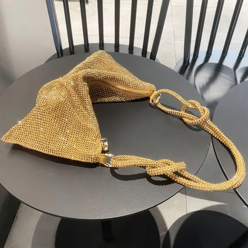 Miniatura 4 de Bolso de noche brillante con diamantes de imitación para mujer, bolso de mano plateado, bolso Hobo para fiesta, baile de graduación, boda