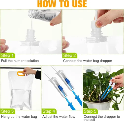 Miniatura 6 de Honeydak Bolsa de agua Plant Iv de 3.5 L, interruptor automático, sistema de riego para colgar picos de riego automático, kits de bolsas de goteo
