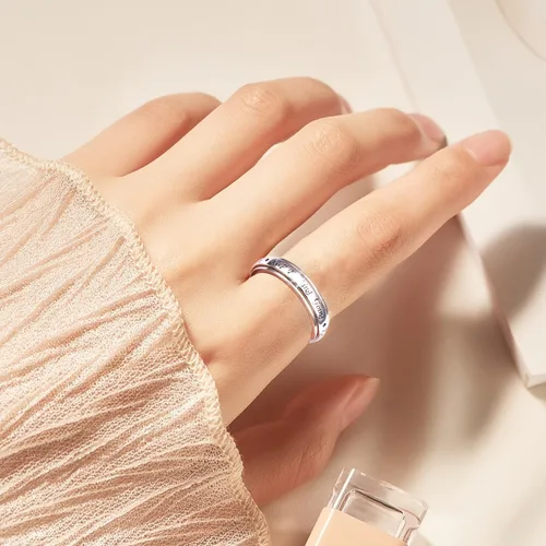 Miniatura 3 de FLYOW Anillo giratorio con texto en inglés "I am me", de plata de ley 925, con fases lunares, para aliviar la ansiedad, el estrés, seguir adelante