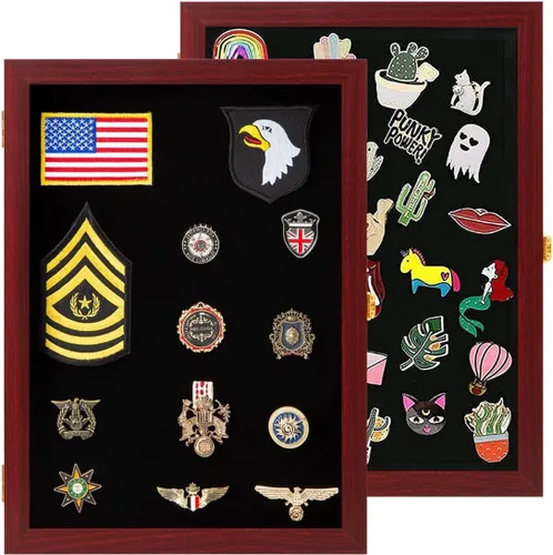 Miniatura 12 de Verani Vitrina de pines - Colección de 12 x 18 pulgadas con puerta de vidrio templado para medallas, etiquetas, joyas, regalos, cintas