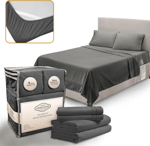 Miniatura 17 de Abeero Home Juego de sábanas de tamaño King, sábanas de hotel de lujo, sábana suave con correas elásticas en las esquinas, sábana de microfibra