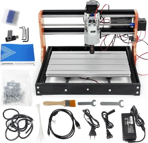 RATTMMOTOR Actualización 3018-PRO CNC Kit de máquina de enrutador de madera 3 ejes GRBL DIY Mini CNC grabador fresadora+interruptor de parada y