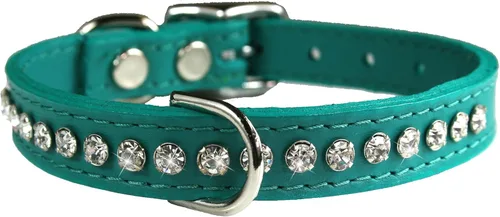 Miniatura 12 de Collar de perro de cuero y cristales de OmniPet Signature, cuero de grano de violeta africana de avestruz, se ajusta a un tamaño de cuello de 6"-8