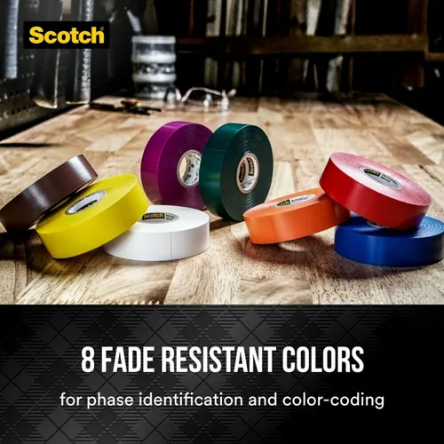 Miniatura 5 de 3M 10828 Scotch 35 - Cinta de codificación de color eléctrica de vinilo, 3/4 pulgadas x 66 pies, color blanco