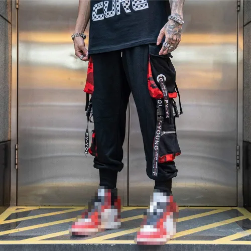 Miniatura 4 de Hello MrLin Pantalones deportivos para hombre, estilo punk, cargo, holgados, tecnológicos, hip hop, pantalones de harén, ropa de calle, pantalones