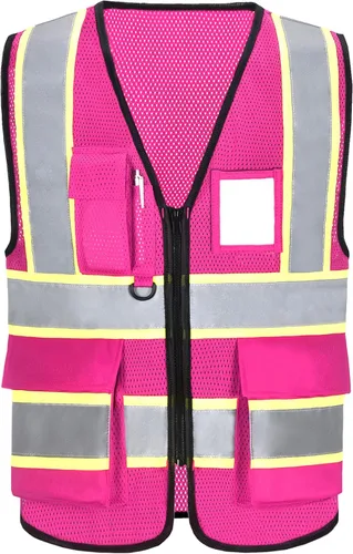 Miniatura 12 de A-SAFETY Chaleco de malla de alta visibilidad, chaleco ligero reflectante de construcción con bolsillos, chaleco de seguridad para hombres y mujeres