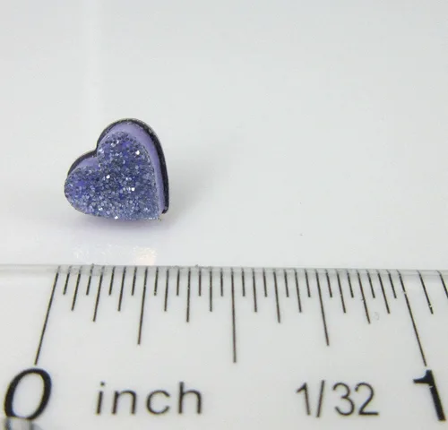 Miniatura 65 de Pendientes de botón de corazón acrílico con purpurina de acero inoxidable de 0.315 in