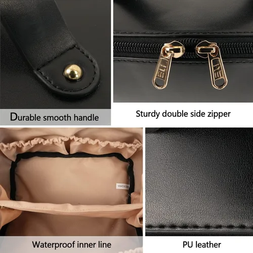 Miniatura 4 de MAMUNU - Bolsa de cosméticos de gran capacidad, bolsa de almacenamiento de cosméticos de viaje con asa, bolsa de cosméticos portátil con cremallera