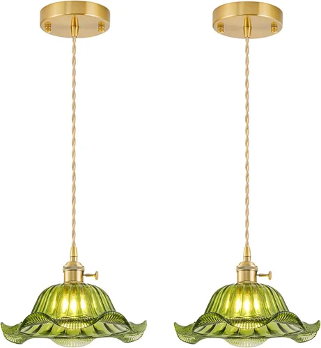 Miniatura 23 de Paquete de 2 luces colgantes para isla de cocina, lámparas colgantes ajustables de cristal, luces colgantes negras mate, isla de cocina, iluminación
