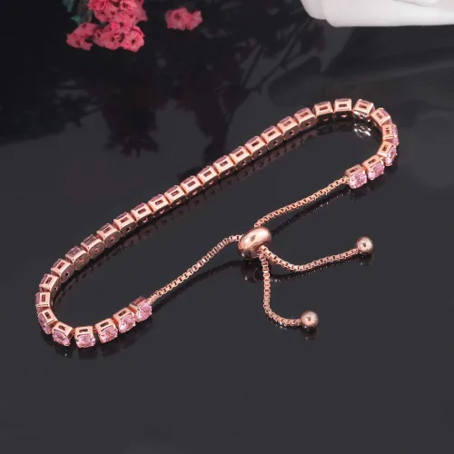 Miniatura 6 de CiNily Pulseras de tenis ajustables para mujeres, adolescentes y niñas, pulsera de circonita cúbica arcoíris chapada en oro blanco de 14 quilates
