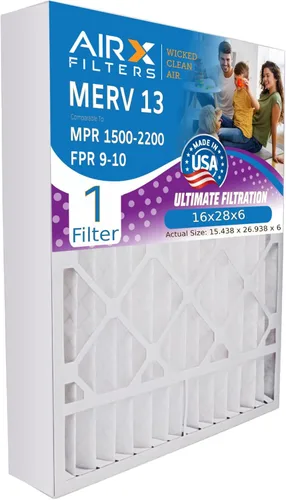 AIRX FILTERS WICKED CLEAN AIR. Filtro de aire 16x28x6 MERV 13 compatible con filtro de horno Aprilaire 401 1 Single Filter