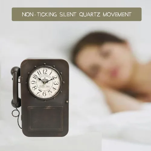 Miniatura 6 de Reloj de pared para teléfono vintage con caja fuerte de almacenamiento oculto, armario retro con cerradura para llaves montado en la pared