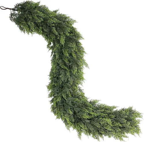 Miniatura 9 de Guirnalda de cedro sintético para chimenea, guirnalda de Navidad artificial gruesa, exuberante y realista, para mesa, ventana, escaleras, repisa